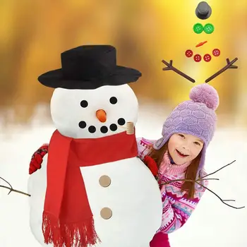 Снежен човек САМ Комплект Мини Коледен Снежен-Аксесоари, Черна Шапка, Голяма Пуговица за носа Зимна Почивка На открито Коледен подарък