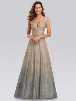 Някога красива женствена рокля с пайети трапецовидна форма с V-образно деколте и Вечерна рокля Макси EP00826 Vestidos De Gala