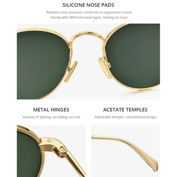 HEPIDEM UV400 Слънчеви очила със зелени стъклени лещи За жени 2022 Нови Луксозни маркови дизайнерски модни Кръгли слънчеви очила от сплав за мъже 50256