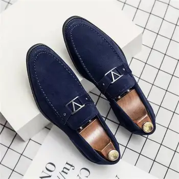 Нова мъжки обувки Модерен Ежедневни Бизнес официалната облекло Чист Цвят Имитация на велур с Класически метални висококачествени банкетни рокли Мокасини KS283