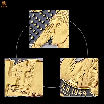 Втората Световна война 1944.6.6 Ден Д Omaha Beach Позлатени Спомен Cimetiere Колекция от монети на Американското военно повикване