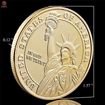 САЩ Ню Йорк Символ на Статуята на Свободата В Бога Ние Вярваме В Световен Мир Златни Монети С Разговори Колекционерска стойност