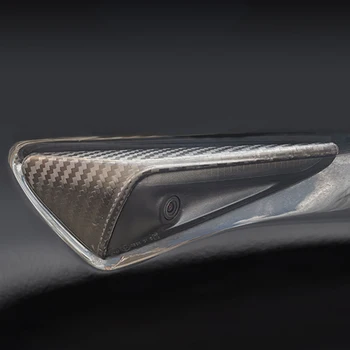 FCXvenle 2 бр. Естествена Въглеродни Влакна Декоративна Капачка За Странично Крило на Колата Панел на Камерата Гръм Да Tesla Модел 3 / Y 2021 Аксесоари