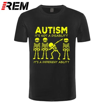 Нов Прием На Мъжка Мода Скелет Аутизмът Е Не Хората С Увреждания Е Една Друга Способност Мъжка Тениска