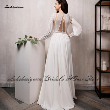Сватбена Принцеса рокля от шифон Бохо с дълъг ръкав Дължина до пода 2022 Vestidos Новия A Line Сватбени Рокли По поръчка