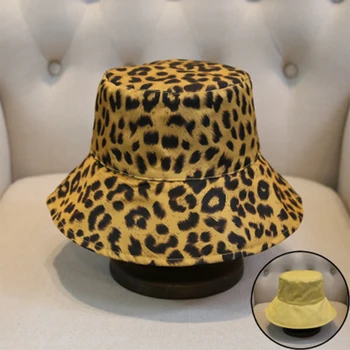 Дамски Нова мода Леопардовая Двойна шапка-кофа Годишна Пътна Ежедневни Универсална Сгъваема Рибарска шапка за възрастни