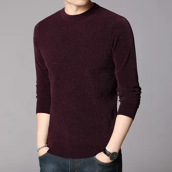 2021 Нов пролетно-есенен вязаный пуловер, мъжки пуловер с кръгло деколте и дълъг ръкав за мъже, риза jke221