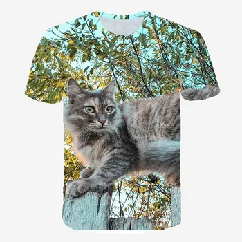 Тениска Лятна мъжки Ежедневни облекла 3D Домашни котки с принтом Кръгъл отвор Готина тениска Самоличността на Градинска тениска с къси ръкави XXS-6XL