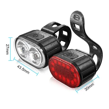 Нови 4 режима на МТБ Пътна Велосипедна фаровете USB Акумулаторна Велосипеди Заден фенер LED Мотор Предна Задна Светлина Колоездене Водоустойчив Главоболие Фенер