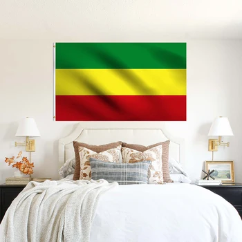 ЗНАМЕНА Етиопия Без Оръжие Эфиопская Империя Флаг Абисиния 3X5 Метра Фут Полиестер 100D Знамена uv Устойчиви