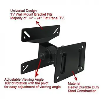 Универсален Завой на 180 градуса SPHC Монтиране на стена за телевизор 14-27 инча LCD-led панел Falt Плазмен Въртяща стойка за телевизор Скоба Поставка