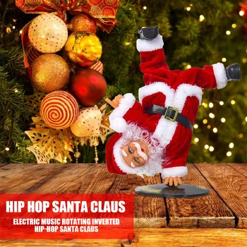 Електрическа Музика Въртящи се Обърнат Хип-Хоп Танц на Дядо Коледа Кукла Играчка за Домашна Коледна Украса Празничен Коледен подарък за Деца