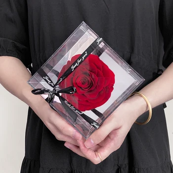 Запазена Вечната Роза В Огледално Акрилна Кутия Изкуствени Сватбени Цветя За Рожден Ден, Коледни Подаръци за Свети Валентин за жени Приятелка