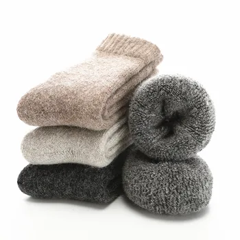 Коледни и зимни чорапи за 2021 г. За мъже на Супер Дебели обикновен термос от мериносова вълна Заешки чорапи срещу студения сняг Мъжки топъл чорап