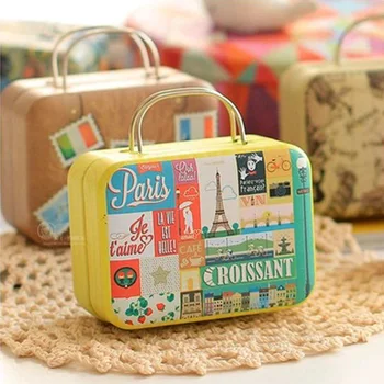 Нов прием на ретро малък куфар за съхранение лидице кутия бонбони, кутия за слушалките малък куфар
