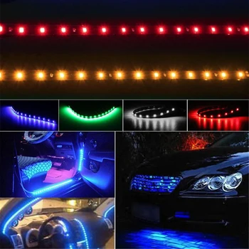 Автомобилна led лента За Полагане на Декоративни Разсеяна Светлина от 30 см 15 SMD Лампа Водоустойчив LED Гъвкав, С лека Бяла Червен Жълт Буле