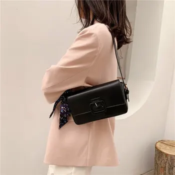 Луксозна чанта през рамо за жени Модерна дама Однотонная проста изкуствена кожа Корея лятна вечер дизайнерска дамска чанта на рамото 2021 Новост