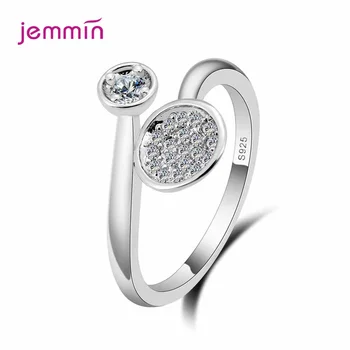 Оригинални Пръстени от сребро 925 проба за жени и момичета, Сватбени Изящни Сребърни пръстени с променлив размер CZ Бижута Блестящо кристално пръстен