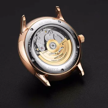 Нови Мъжки часовник Reef Тигър/RT с изпъкнали лещи, Розово Злато Син Циферблат Автоматичен Часовник с Дата и Ден RGA8238