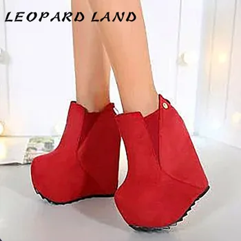 LEOPARD LAND 2021 Дамски модни обувки Нови дамски ботуши 16 см на висок ток, с наклон на висок ток, Къси ботуши Римски обувки Обувки JXQ