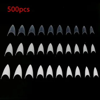 500 Накрайници Режийни Нокти Прозрачни Естествени Бели Режийни Точка Шипове Френски Акрил UV-Гел Накрайници за Нокти