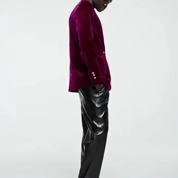 Za За жени 2021 Нова мода на една пуговице Velvet блейзър Палто Реколта джоб с дълъг ръкав Дамски връхни дрехи-Шик Femme