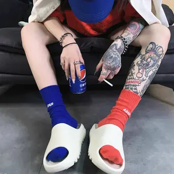 Южнокорейски марка tide ADER дебела игла английски азбука бродерия точка чорапи дишащи модни мъжки и дамски чорапи в тръби
