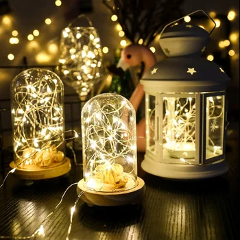 1 М/2 М 20 led Медни Проводници Страхотна Венец Лампа LED Гирлянди, Коледни Сватбени Декорации За Дома Партита, Задвижвани От Батерия CR2032