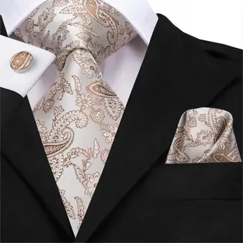 C-3158 Светло кафяви луксозни вратовръзки Вратовръзки за мъжете, цвят Шампанско Копринени мъжки вратовръзки Wown с Ширина 8,5 см и за възрастни Вратовръзка за сватбени партита