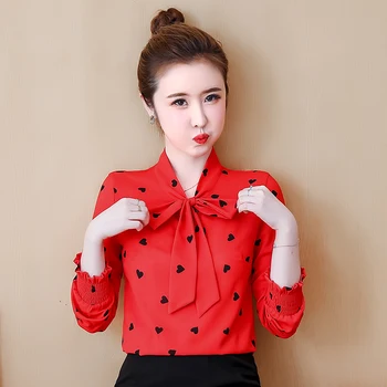 Безплатна Доставка Новата Мода Красива шифоновая риза За жените Нов Лък с въздушно дъно Топ Корейската Версия на Сладки