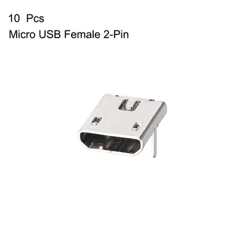 Uxcell 10 бр. Micro USB Конектор за контакти 2-Пинов DIP на 90 Градуса, Преносим Адаптер