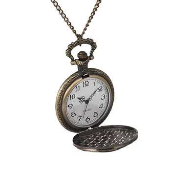 1062Retro стил бронзови кварцов джобни часовници, джобни часовници, анимационни модел 3 арабски цифри 111 джобен часовник с огърлица