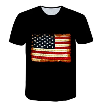 Печат на американското 3D Мъжка тениска Градинска мода Класически Хип-хоп Ежедневни риза с къс ръкав и кръгло деколте Годишният топ