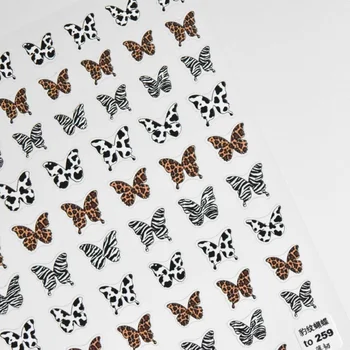 5D Гравирано тънки Стикери за нокти с принтом Леопардовой Пеперуди Стикери за нокти Стикер За Декорация на Нокти Маникюр Дизайн