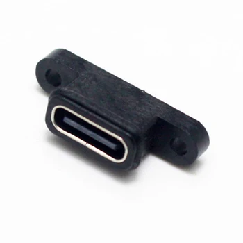 USB конектор 3.1 Type-C 2Pin 2 Заваръчен Тел Женски Водоустойчив Конектор С Резба Отвор Гуменият Пръстен Порт за Бързо Зареждане