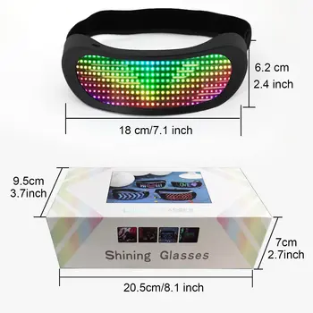 Пълноцветен LED Динамични Очила Щори ПРИЛОЖЕНИЕ Bluetooth Програмируеми Светещи Точки Светват Очила Бар KTV Коледно парти Подпори
