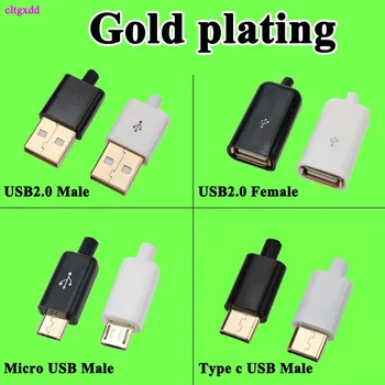 Cltgxdd САМ USB 2.0 Конектор Micro Type c Включете щепсела с позлатени Съединители 4-пинов 5-пинов Тип A Компоненти на Бял Черен