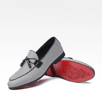 Новата мъжка мода парусиновая бизнес обувки от кожа Дъга с остри пръсти Класическа сватбена Ежедневни обувки на равна подметка, без съединителни Плюс Размер 38-48