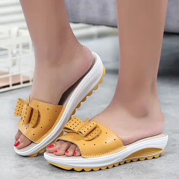CEVABULE Естествена кожа Модерни ежедневни дамски сандали и Чехли на дебела подметка на платформа Дамски обувки големи размери CQY