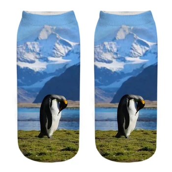 1 Чифт Нови Забавни 3D Печатни Скъп щастливи Пингвини Унисекс Серия Животни Къси чорапи за глезените за ЕС ДИАПАЗОН 34-40 САЩ 4-7 Совалка
