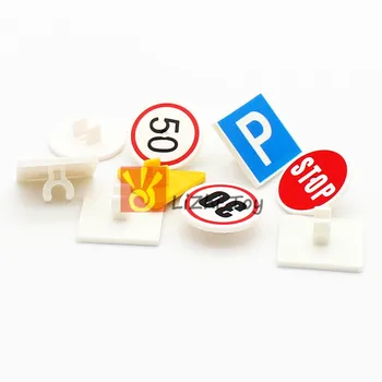 Градските улични Светлини Пътен знак 2x2 Кръг с клипс MOC Аксесоари резервни Части Градивен елемент на Тухлени Конструкции Набор от играчките