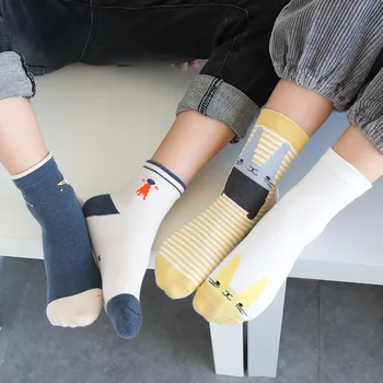 5 двойки/лот памучни мультяшные аннималы в ивицата зимни дебели топли детски чорапи за момчета-динозаври, детски чорапи, бебешки чорапи за деца детски детски маркучи