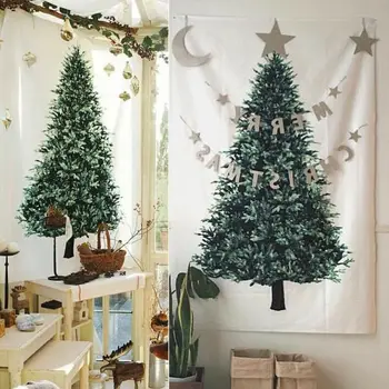 Коледно Дърво Бор Виси Плат Декор на Стените Плат Коледна Украса за Дома на Малък Свеж Празничен Фон-Лесен Гоблен