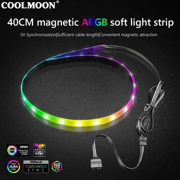 COOLMOON PC, RGB светодиодна лента за дънната платка с 4-пинов RGB /5 В ARGB Заглавие Компютърен Корпус направи си САМ Осветление 40 см RGB Украса