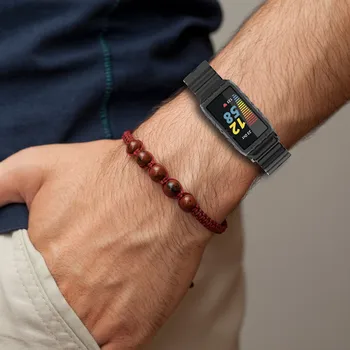 Силиконов ремък за часа, за Fitbit Charge 5 от каучук+калъф едно Парче за Fitbit Charge 5/4/4SE/3SE Гривна от броня кореа