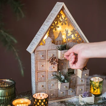 Коледна Коледен Подарък Кутия Кутия За Дома Лотария Сладък Дом Светлинна Кутия За Украса Творческо Блясък