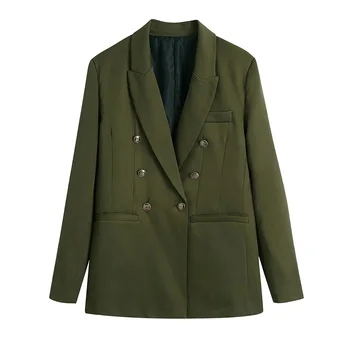 XIKOM 2021 Есента женски зелена комплект от две части с отложным яка, офис дама, тънко сако, палто, дамска реколта пола с висока талия, комплект