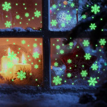 Коледна Снежинка Светещи Стикери Прозорци Декор На Стените С Коледа Интериор За Дома 2021 Честита Нова Година На Децата Naviidad Подаръци