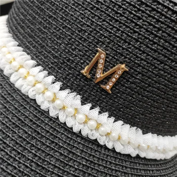 Реколта шапки от слънцето за жени Летни Пътуване Плаж Перлена слама Църковна шапка Джаз шапка с широка периферия, с плосък покрив Фетровая шапка 2021