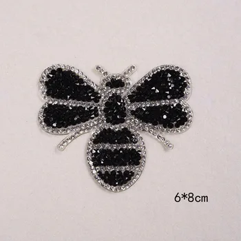 Черната Пчела Бродирани Ленти за Дрехи Планински кристал Декор САМ Сладки Ленти за животни Апликация Облекло тениска Плат Стикер